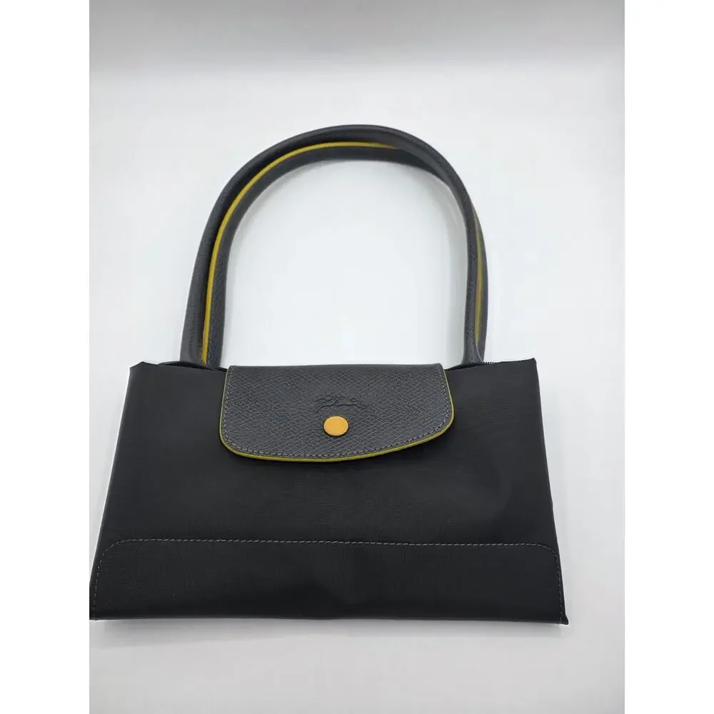 LONGCHAMP LE PLIAGE CLUB 70TH ANNIVERSARY LARGE TOTE – DARK GRAY / YELLOW – NWOT